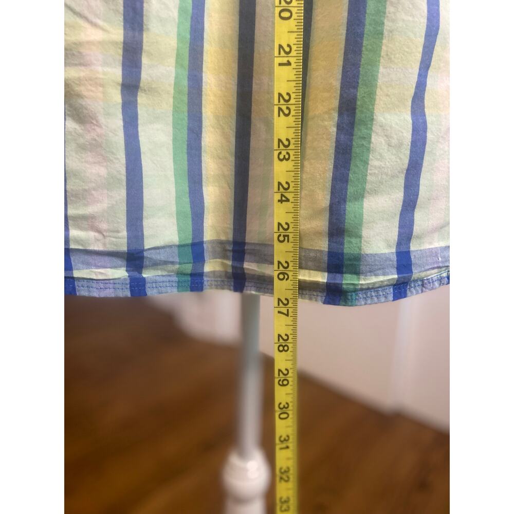 Columbia green and blue plaid sleeveless button front ladies top - Picture 8 of 10